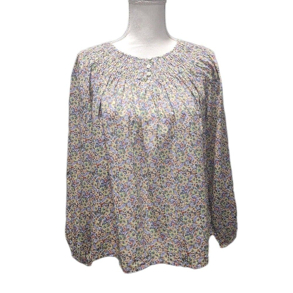 Lucky Brand Women's Smocked Long-Sleeve Blouse Medium - Picture 2 of 9
